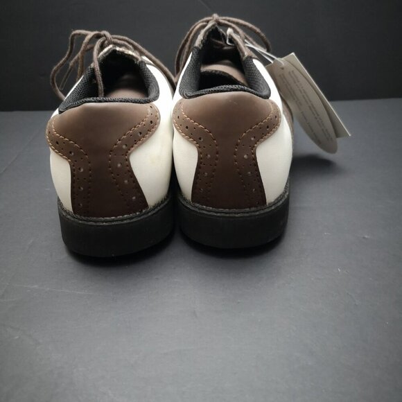 NWT Spalding Ladies Size 6 Dark Brown & White Faux Leather Golf Shoes - Picture 5 of 9